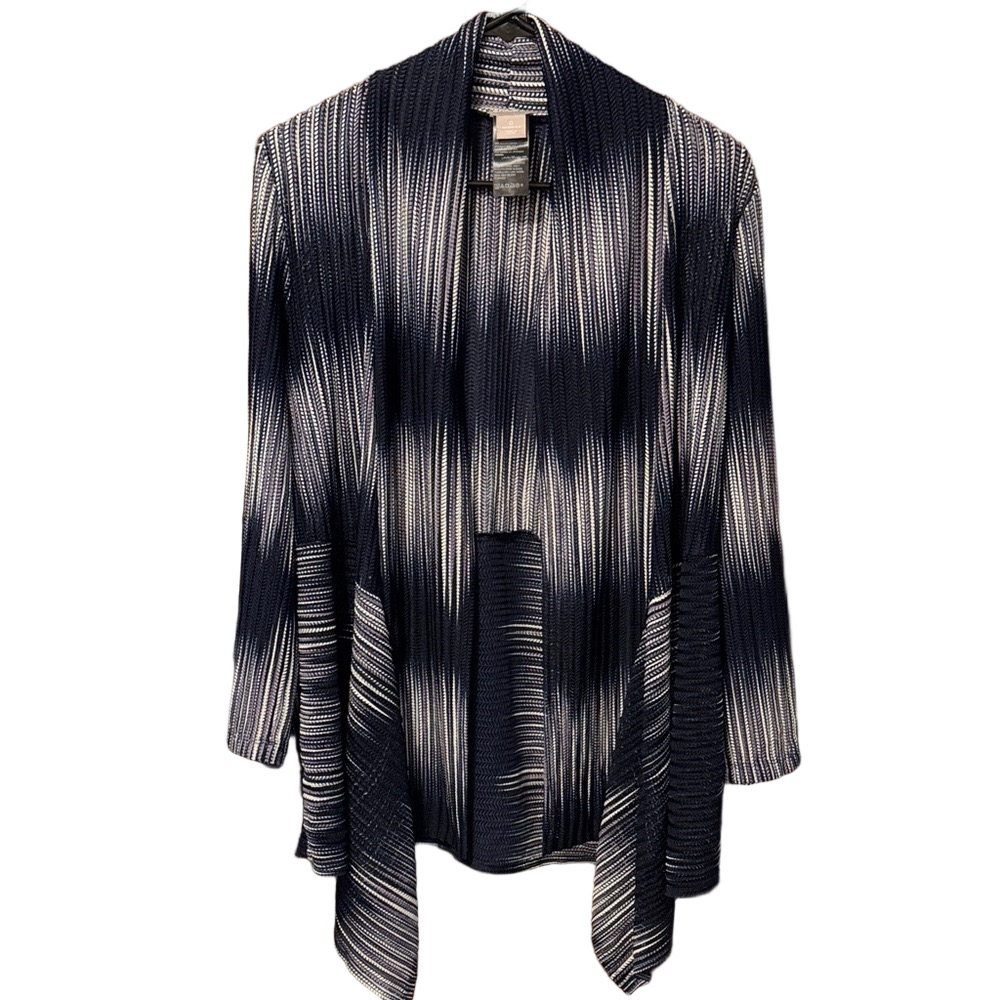 Chico's Printed Wheat Mesh Lightweight Cardigan with Abstract Pattern Size S